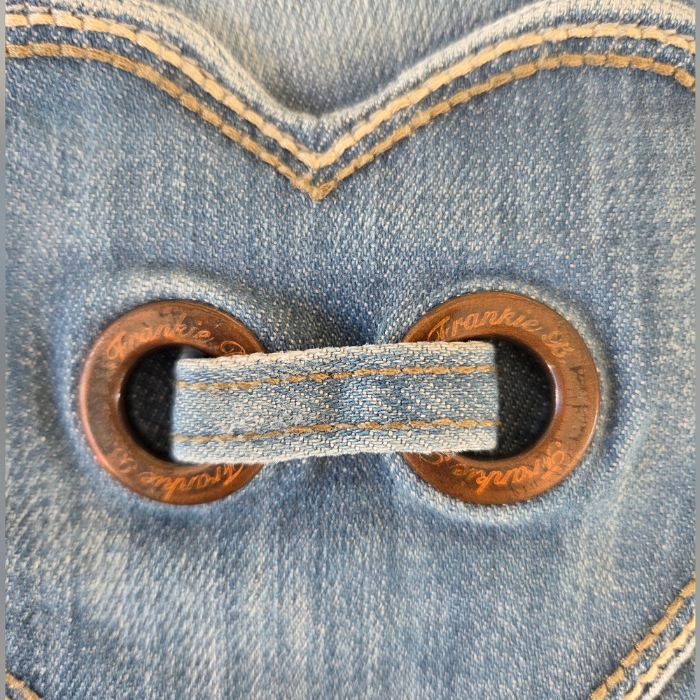 Frankie B. Limited Edition Blue Heart Pockets Low Rise Denim Jeans Y2K HTF 90's - Picture 4 of 16